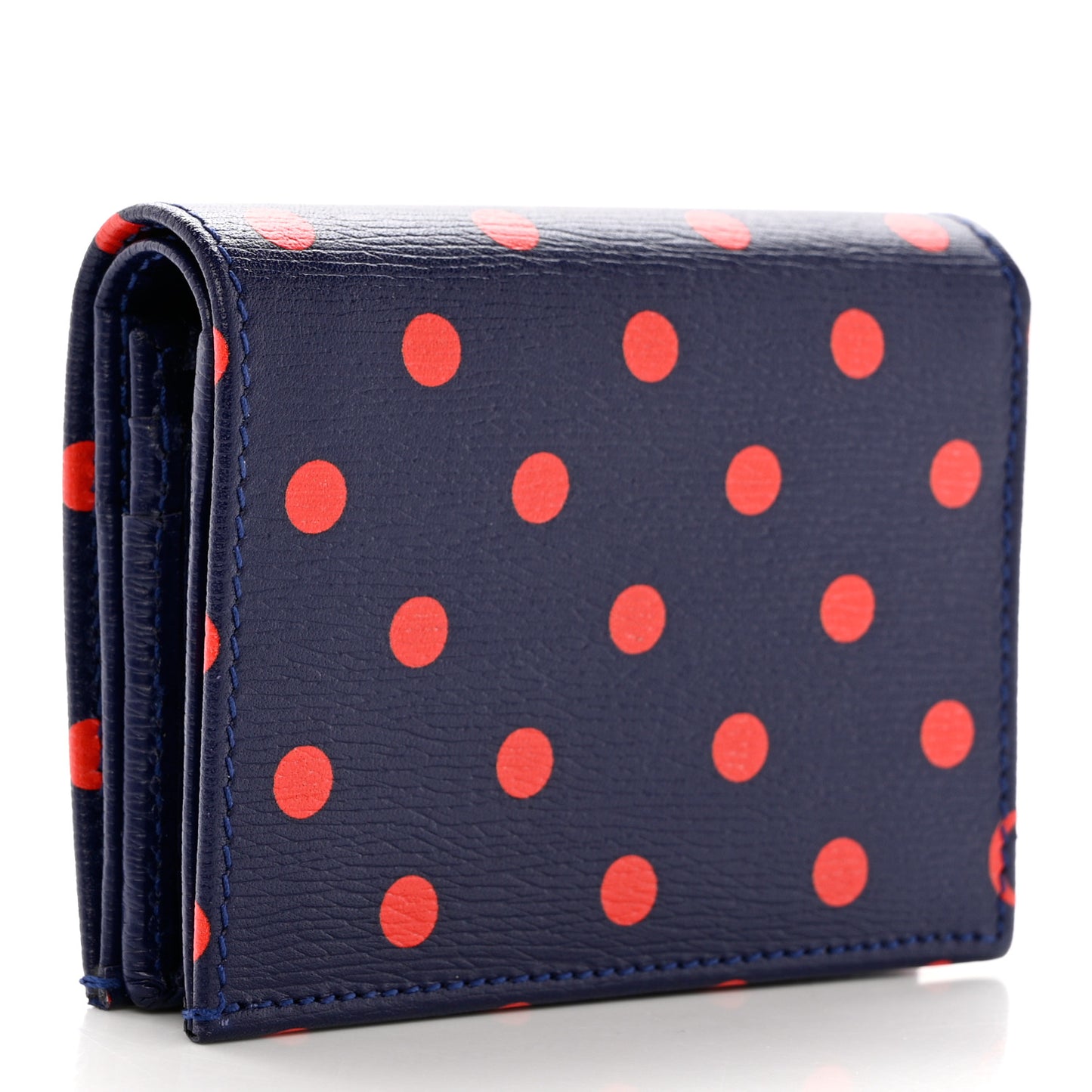 Shangai Calfskin Polka Dot Horsebit 1955 Card Case Wallet Blue Orange Sailor Blue