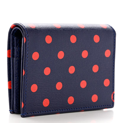 Gucci Shangai Calfskin Polka Dot Horsebit 1955 Card Case Wallet Blue Orange Sailor Blue 3 of 8