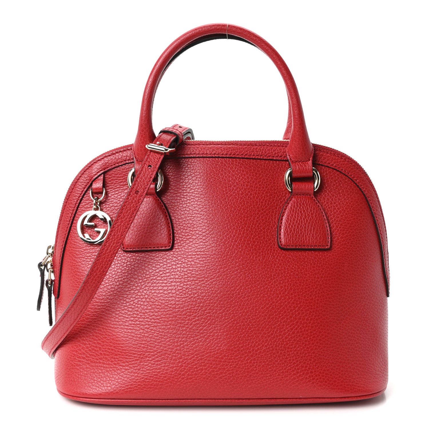 Gucci Dollar Calfskin Small GG Charm Dome Bag Red 1 of 10