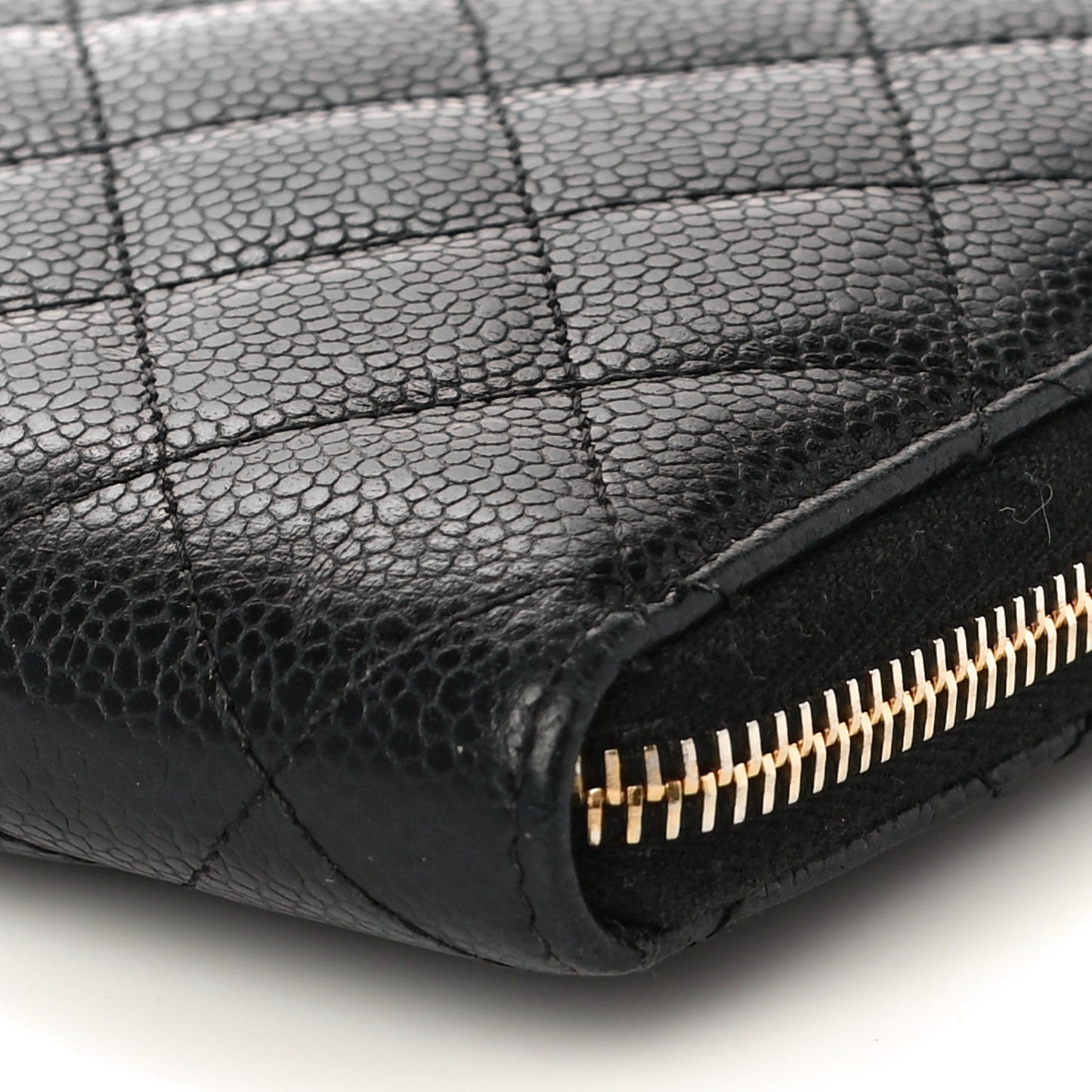 Caviar Quilted Large Zip Around Organizer Wallet Black