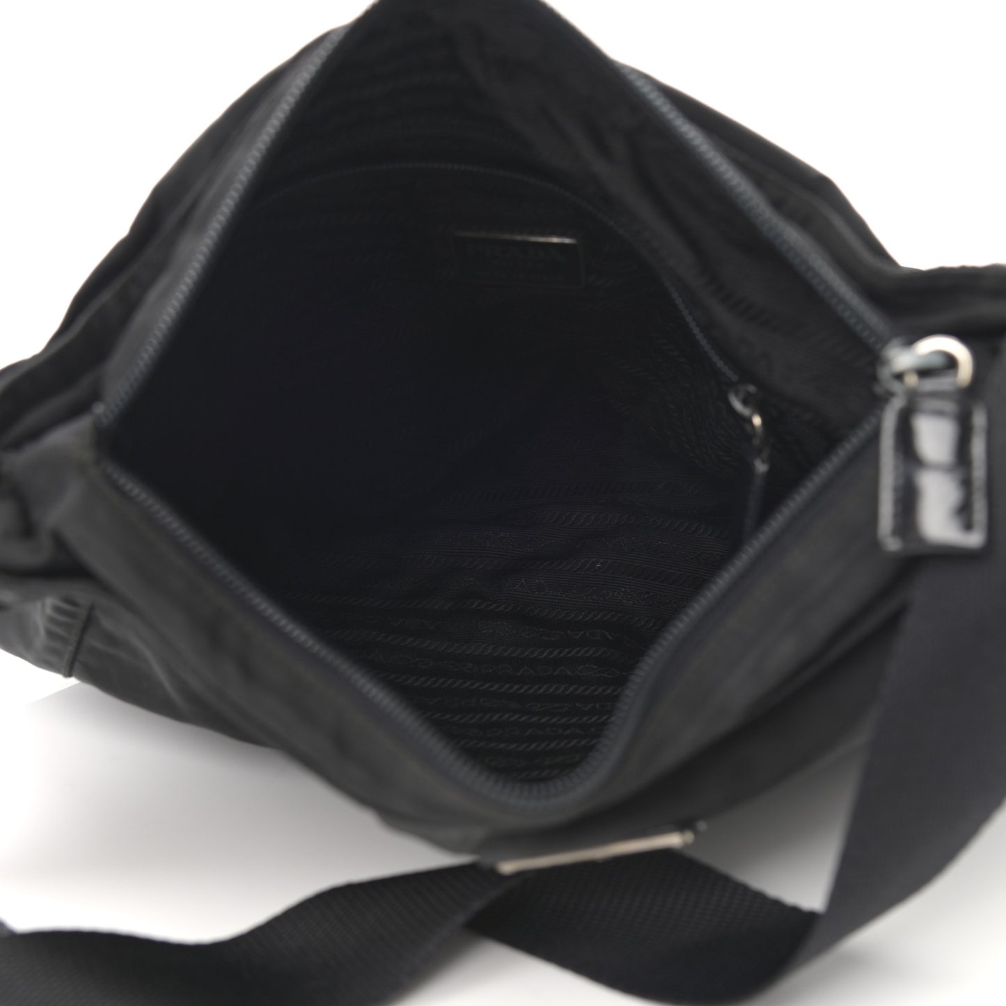 Nylon Flat Messenger Bag Black