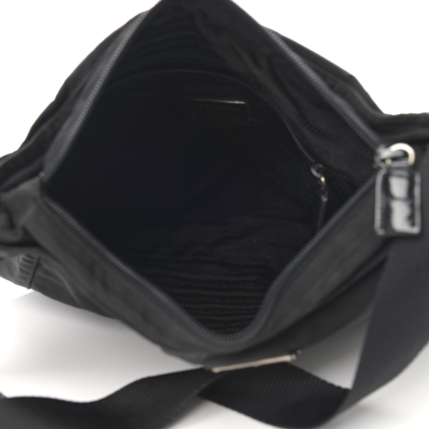 Prada Nylon Flat Messenger Bag Black 4 of 13