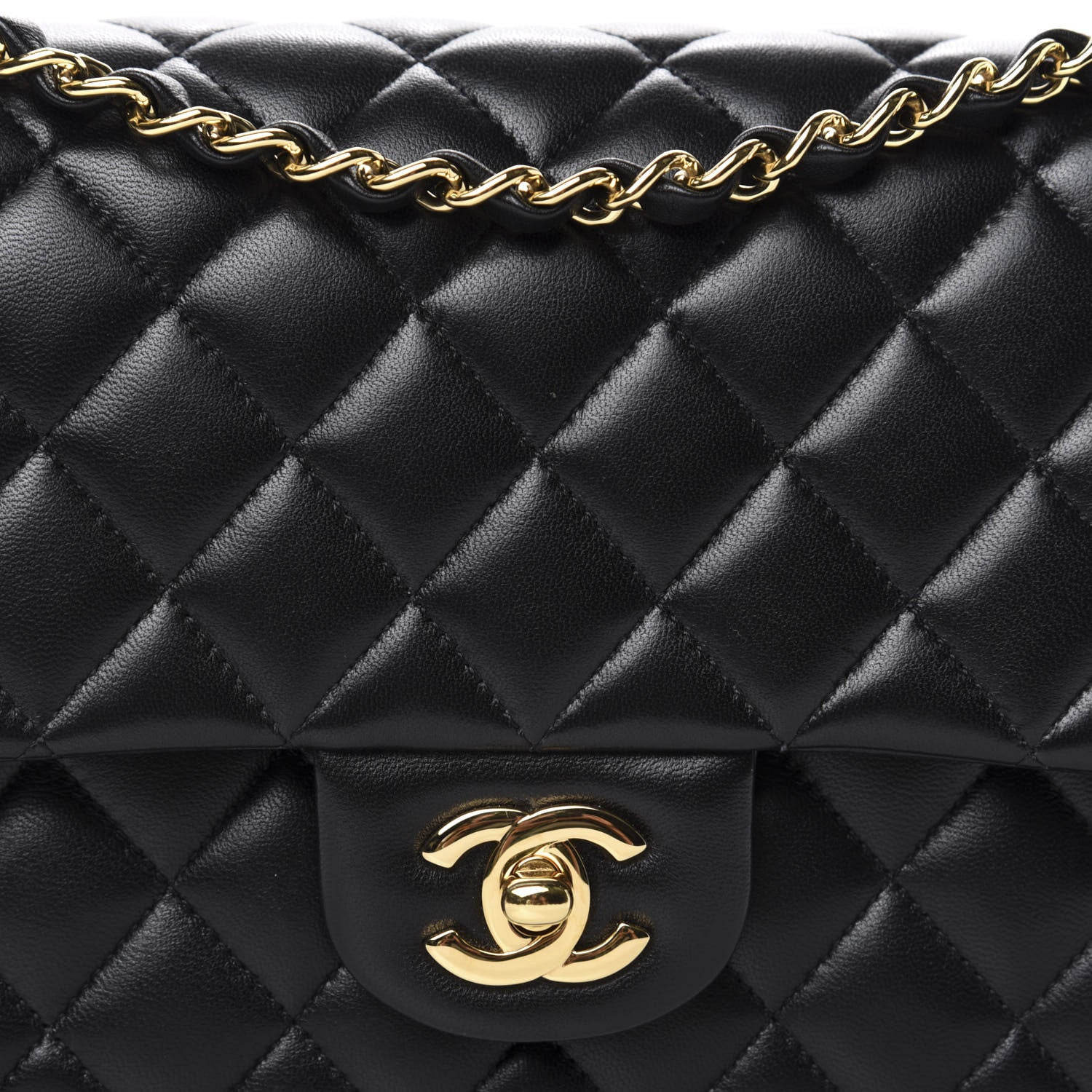 Chanel Lambskin Quilted Medium Double Flap Black 9 of 9