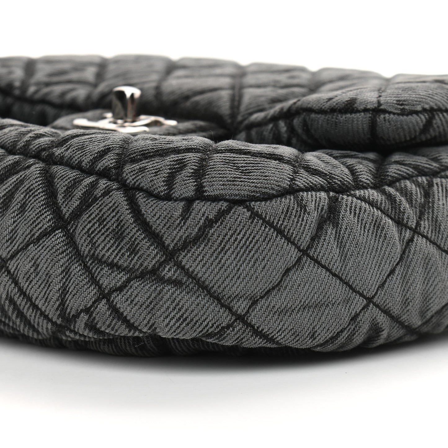 Washed Denim Quilted Small Denimpression Flap Grey Black