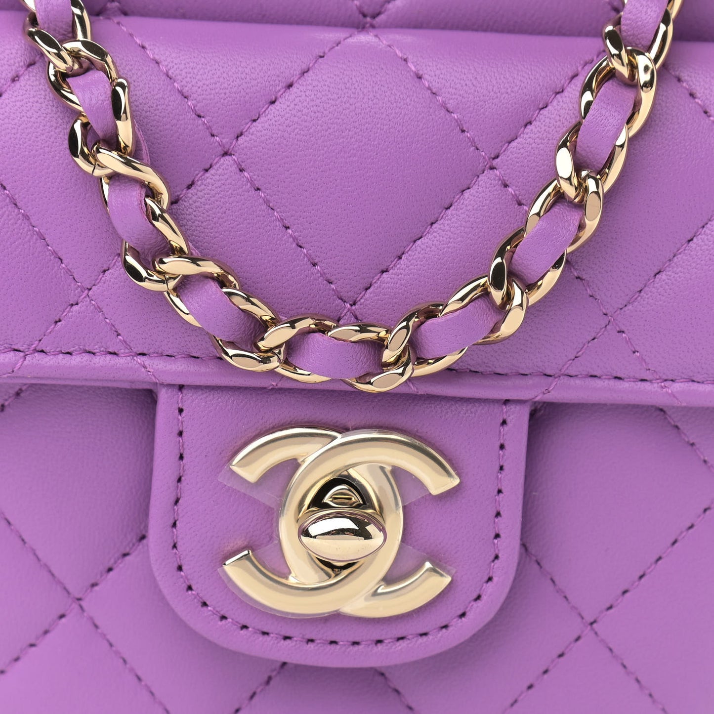 Lambskin Quilted CC In Love Heart Clutch With Chain Purple
