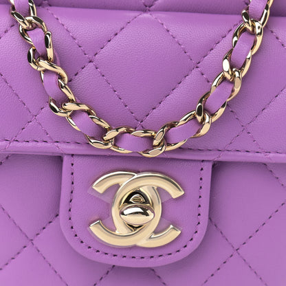 Chanel Lambskin Quilted CC In Love Heart Clutch With Chain Purple 8 of 11