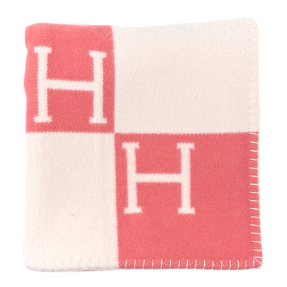 Hermes Wool Cashmere Avalon Baby Blanket Rose Airelle White 1 of 3