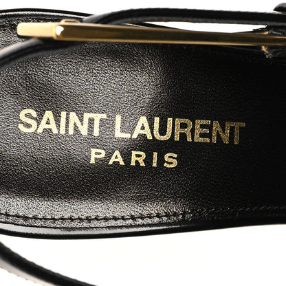 Saint Laurent Glazed Calfskin Lee 75 Slingback Pumps 37.5 Black 9 of 10