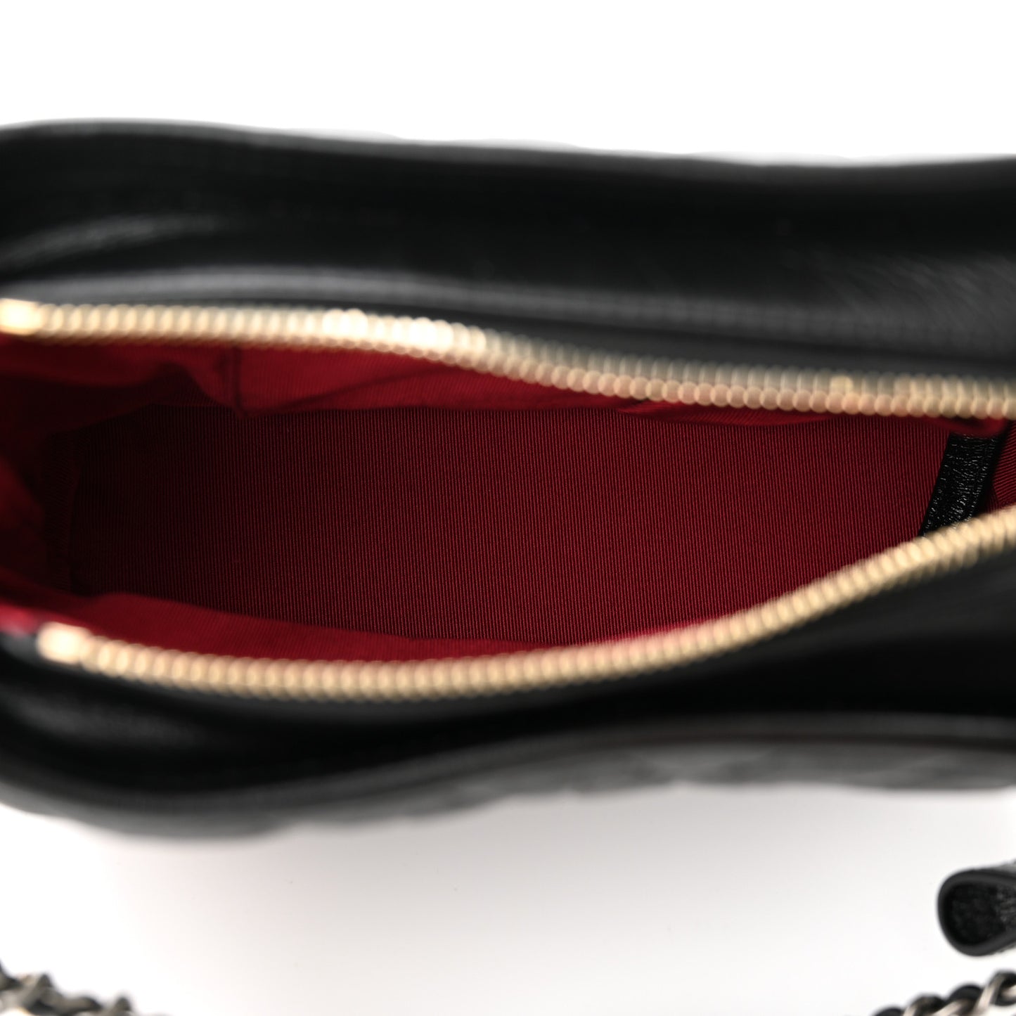 Aged Calfskin Chevron Quilted Small Gabrielle Hobo Black