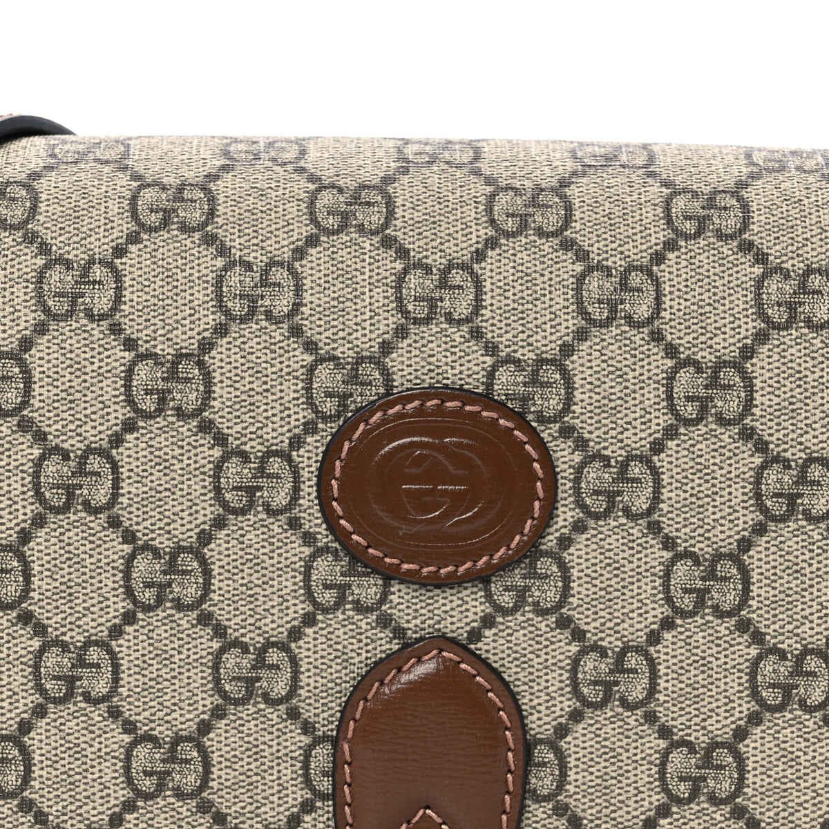 Gucci GG Supreme Monogram Azalea Calfskin Mini Retro Interlocking G Flap Shoulder Bag Beige Ebony Brown Sugar 9 of 11