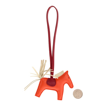 Hermes Milo Lambskin Grigri Rodeo Horse Bag Charm PM Orange Poppy Craie Cornaline 2 of 4