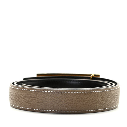 Hermes Togo Box 24mm Sydney Belt 90 Etoupe Black 2 of 4