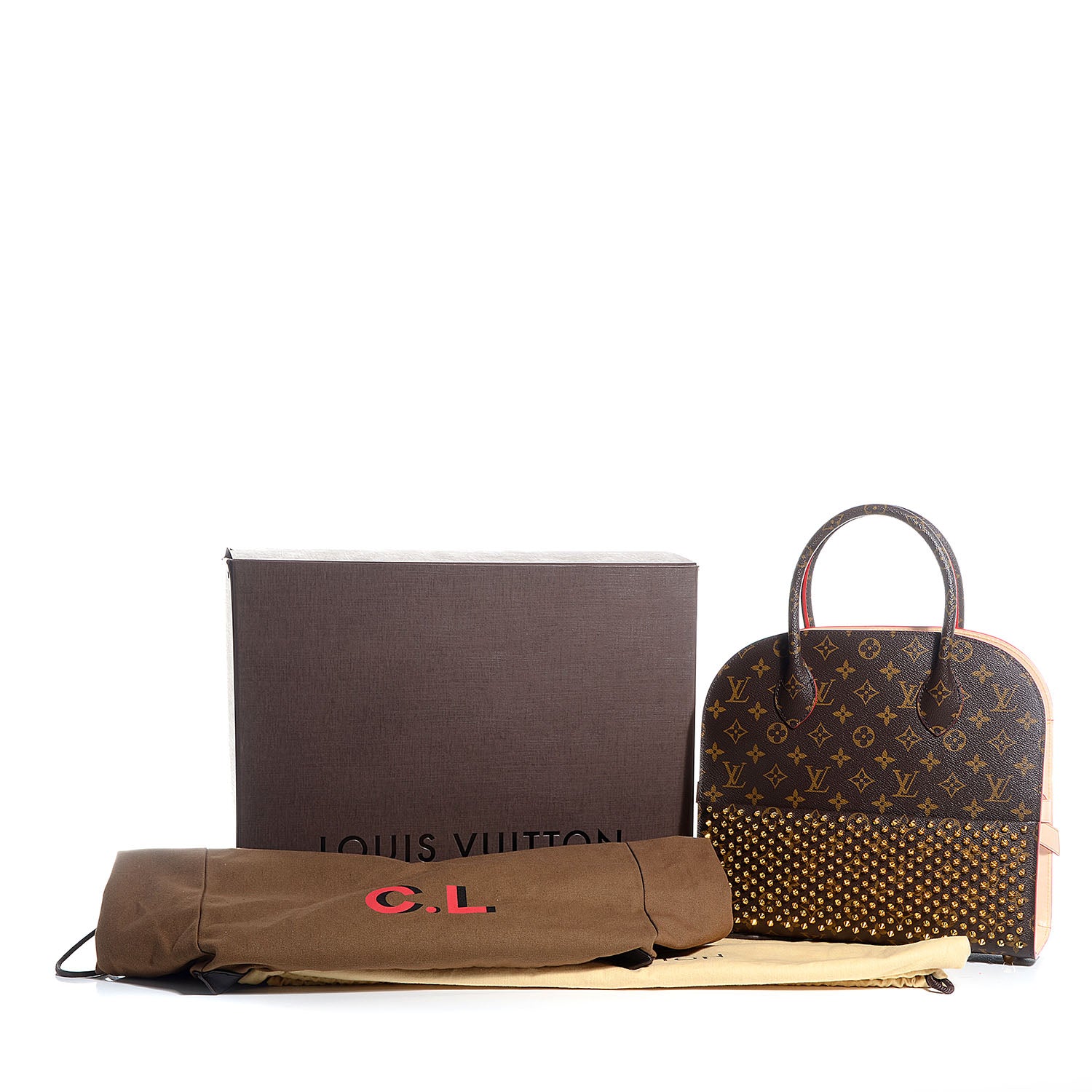 Louis Vuitton Monogram Calf Hair Spikes Iconoclasts Christian Louboutin Tote Red 8 of 8