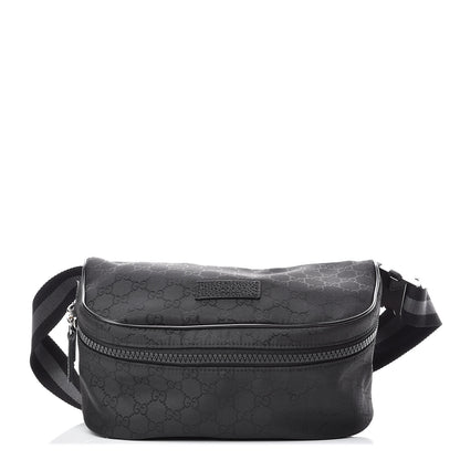 Gucci Nylon Monogram Fanny Pack Belt Bag Black 1 of 11