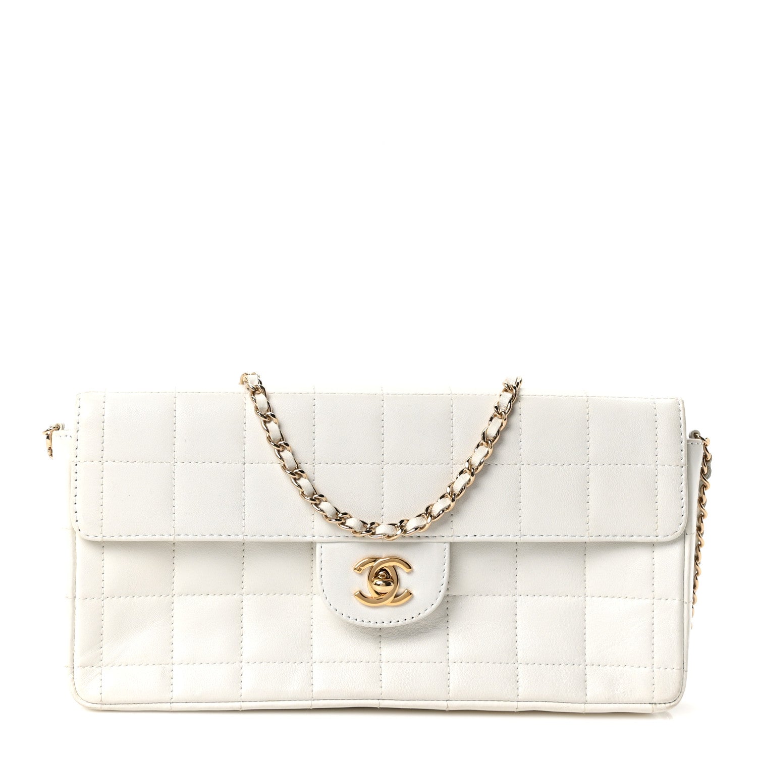 Chanel Lambskin East West Chocolate Bar Flap White 1 of 10