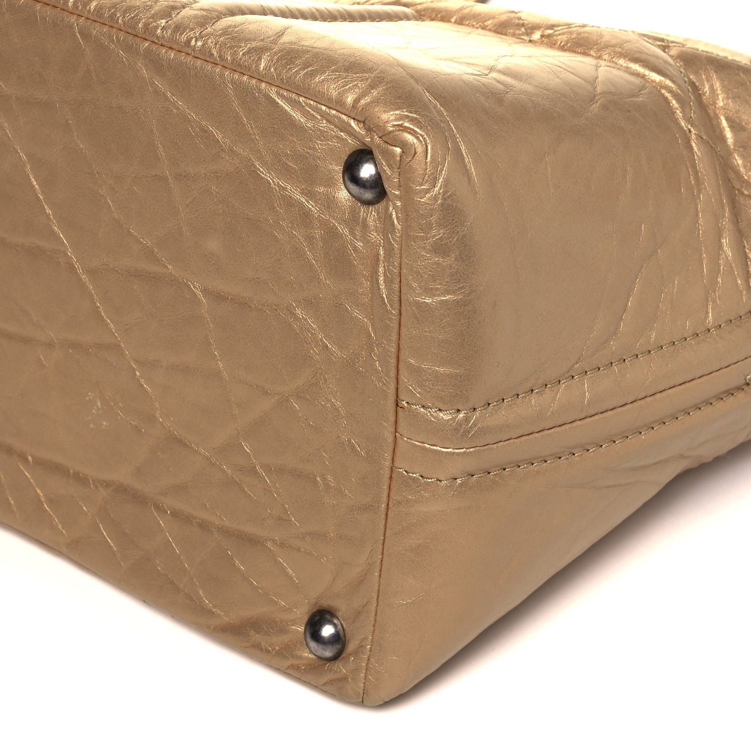 Chanel Metallic Aged Calfskin Small Shopping In Moscow Tote Gold 8 of 8