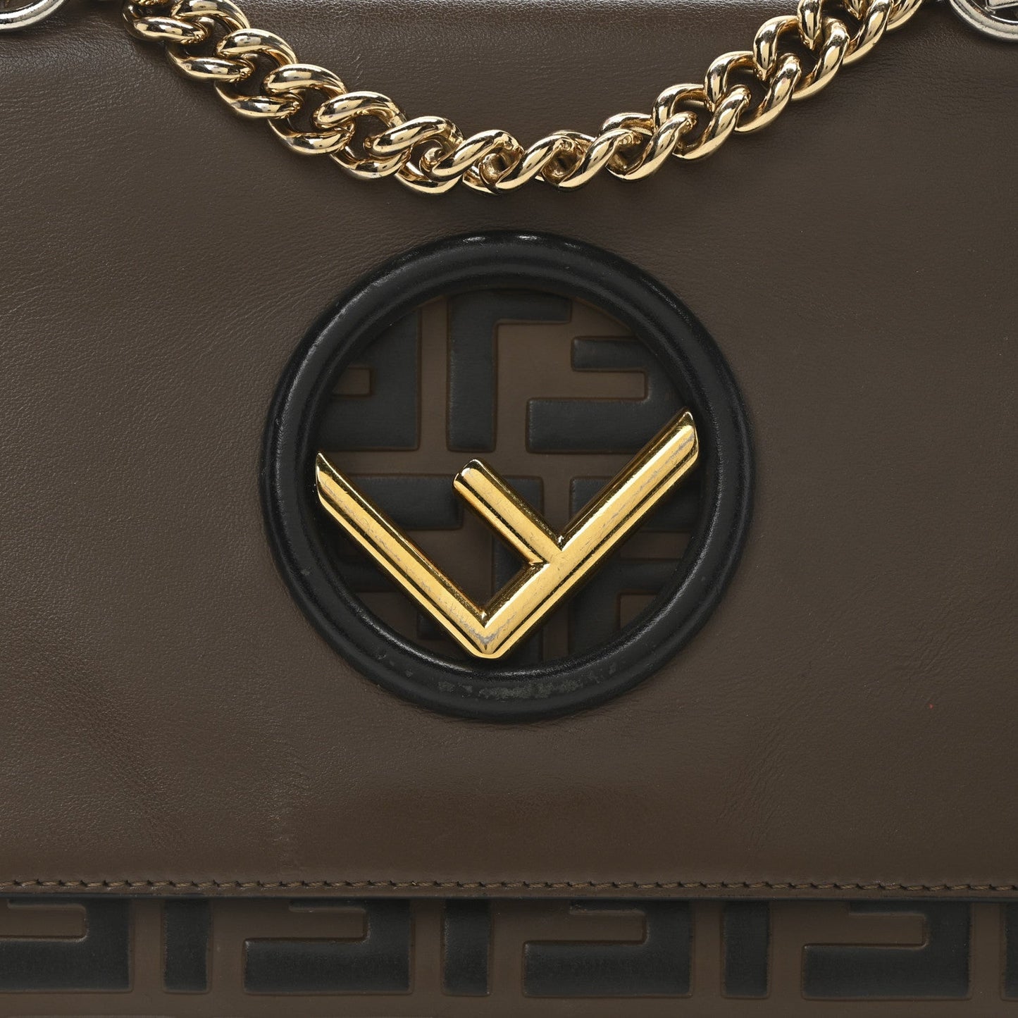 Vitello Century F is Fendi Bi-Color FF 1974 Embossed Small Kan I Shoulder Bag Maya Black