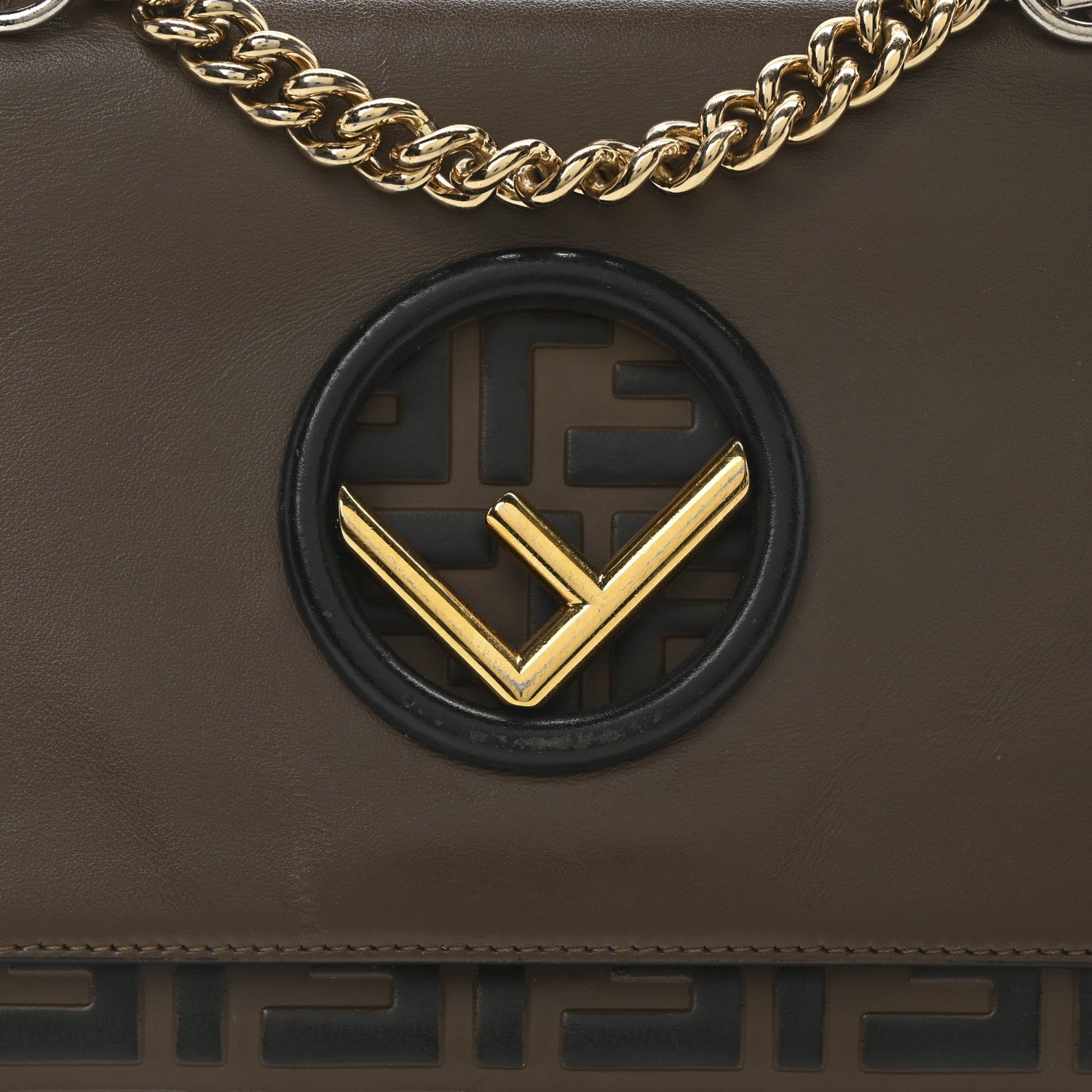 Fendi Vitello Century F is Fendi Bi-Color FF 1974 Embossed Small Kan I Shoulder Bag Maya Black 8 of 11