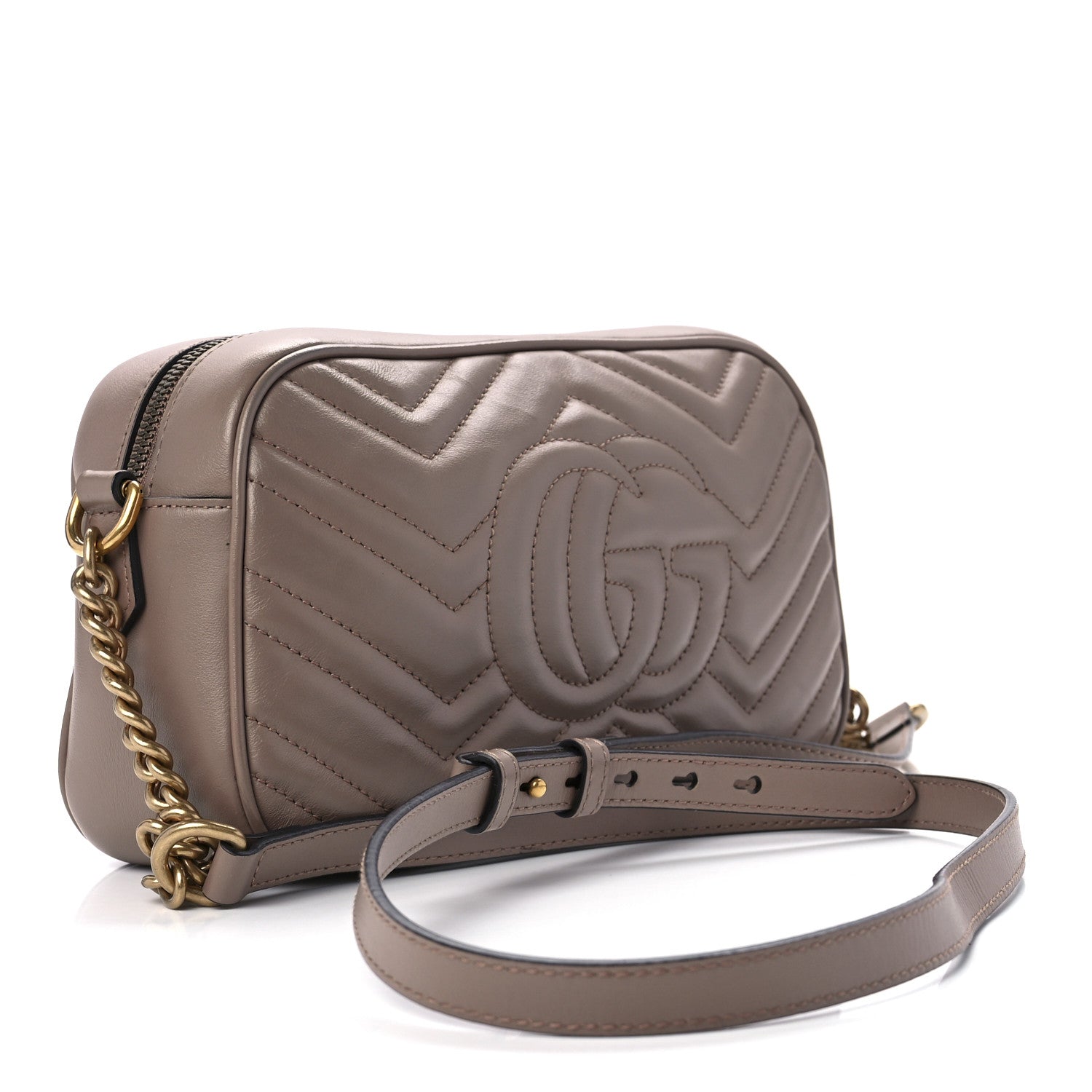 Gucci Calfskin Matelasse Small GG Marmont Chain Shoulder Bag Porcelain Rose 3 of 13
