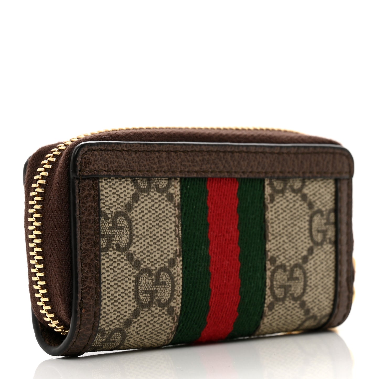 GG Supreme Monogram Web Ophidia Zip Around Key Case Beige New Acero