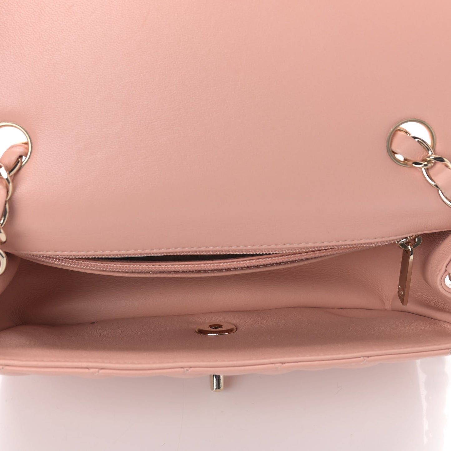 Lambskin Quilted Mini Rectangular Flap Light Pink