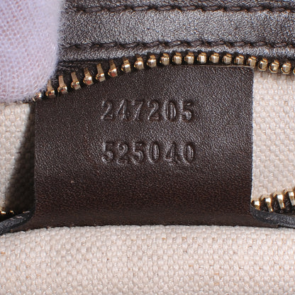 Gucci Monogram Selleria Calfskin Vintage Web Medium Boston Beige Ebony Cocoa 6 of 7