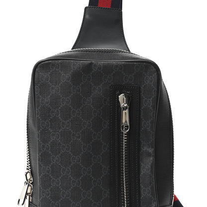 Gucci GG Supreme Monogram Web Belt Bag Black Grey 6 of 8