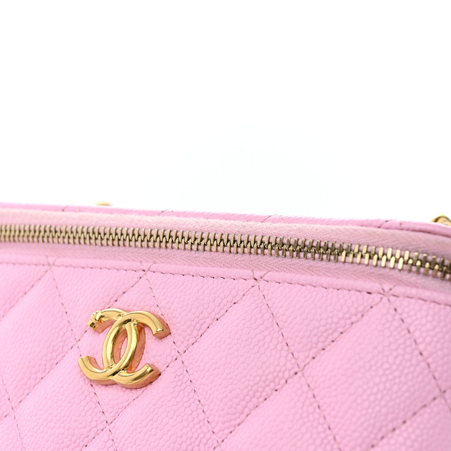 Caviar Quilted Sweetheart Vanity Case Pink