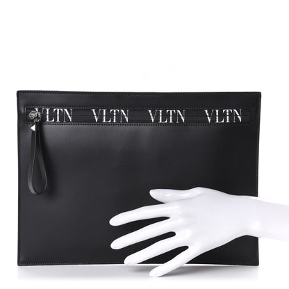Valentino Garavani Calfskin Large VLTN Rockstud Flat Zip Pouch Black 2 of 6