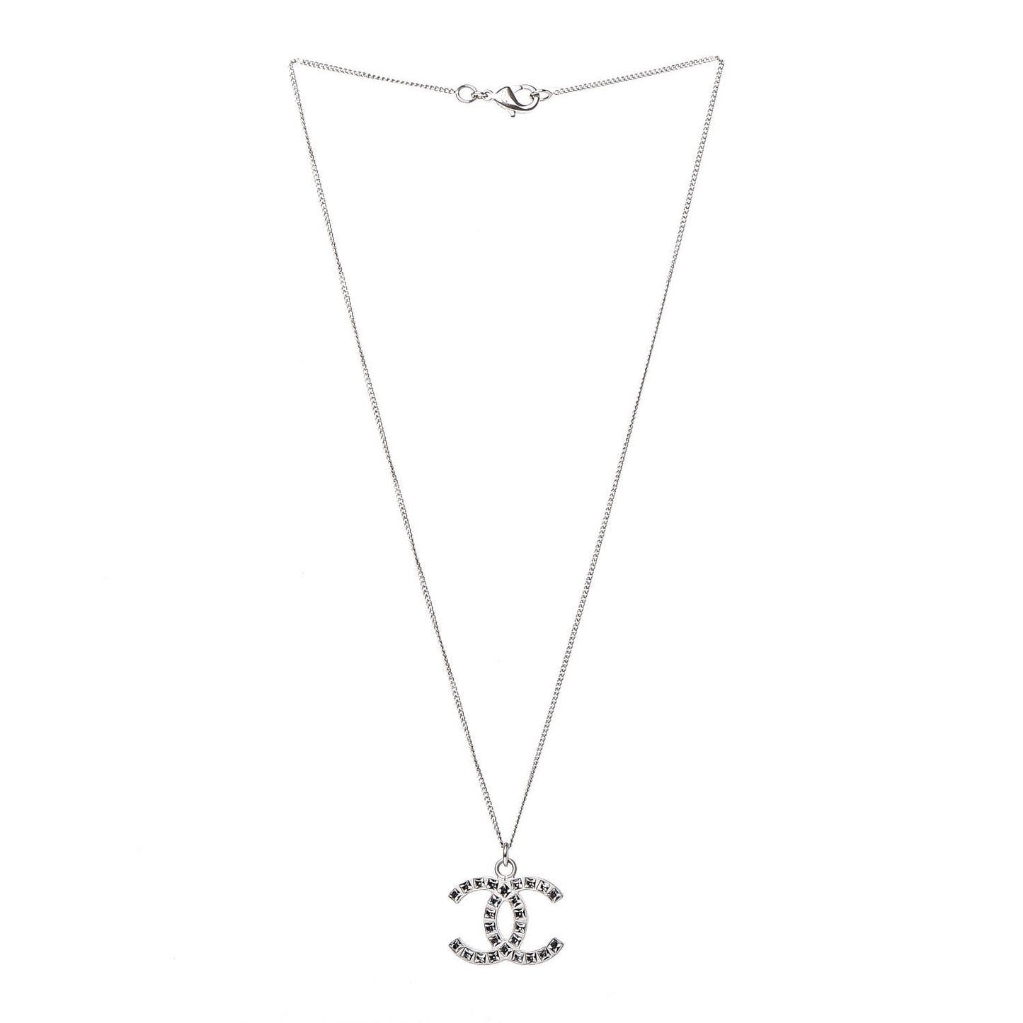 Baguette Crystal CC Necklace Silver