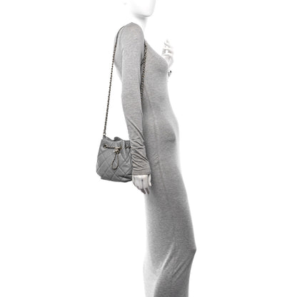 Chanel Lambskin Quilted CC Dweller Drawstring Bucket Bag Light Grey 2 of 11