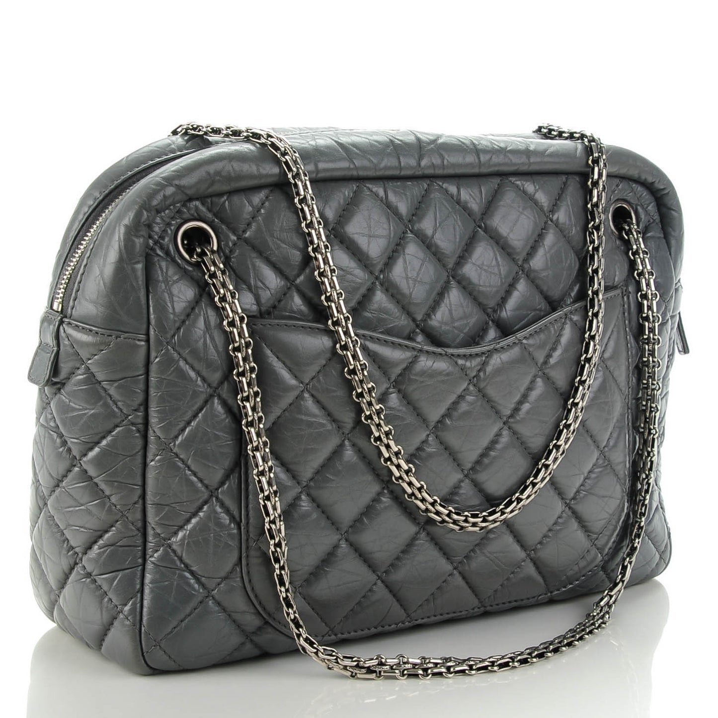 Aged Calfskin Quilted Large Reissue Camera Case Grey