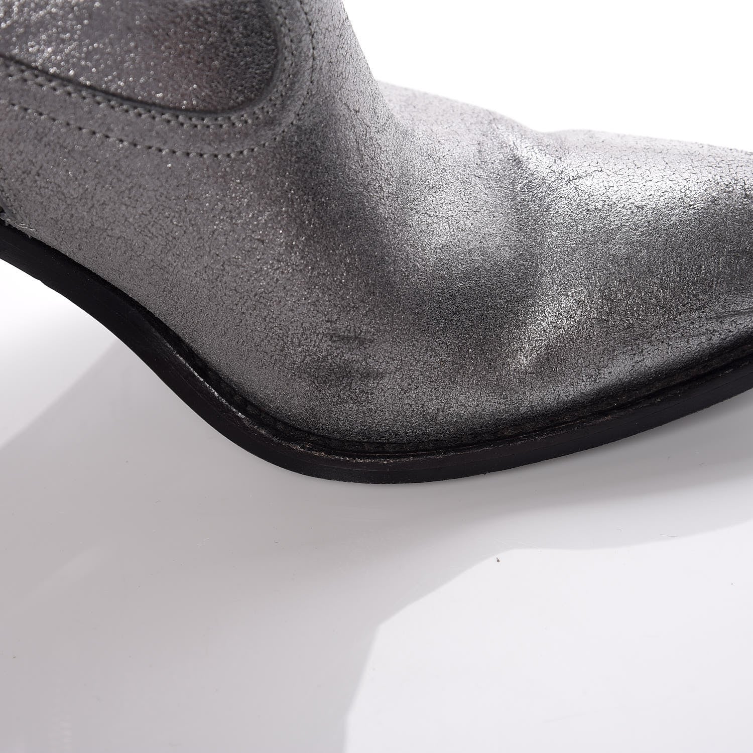 Saint Laurent Metallic Suede Curtis Ankle Boots 39 Dark Silver 15 of 22