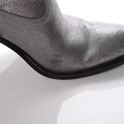 Saint Laurent Metallic Suede Curtis Ankle Boots 39 Dark Silver 15 of 22