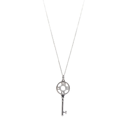 Tiffany 18K White Gold Diamond Atlas Key Pendant Necklace 1 of 7