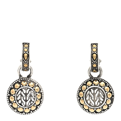 John Hardy Sterling Silver 18K Yellow Gold Classic Chain Dot Drop Earrings 1 of 4
