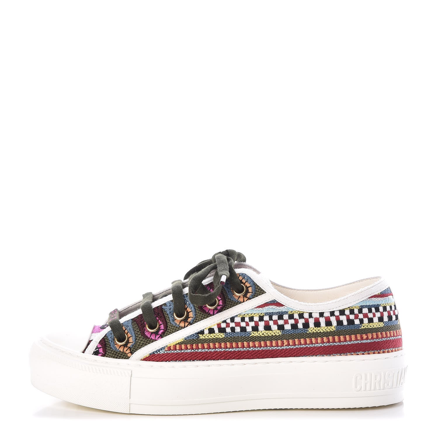 Christian Dior Canvas Ethnic Embroidered Womens Walk'N'Dior Low Top Sneakers 36.5 Fuchsia 1 of 9