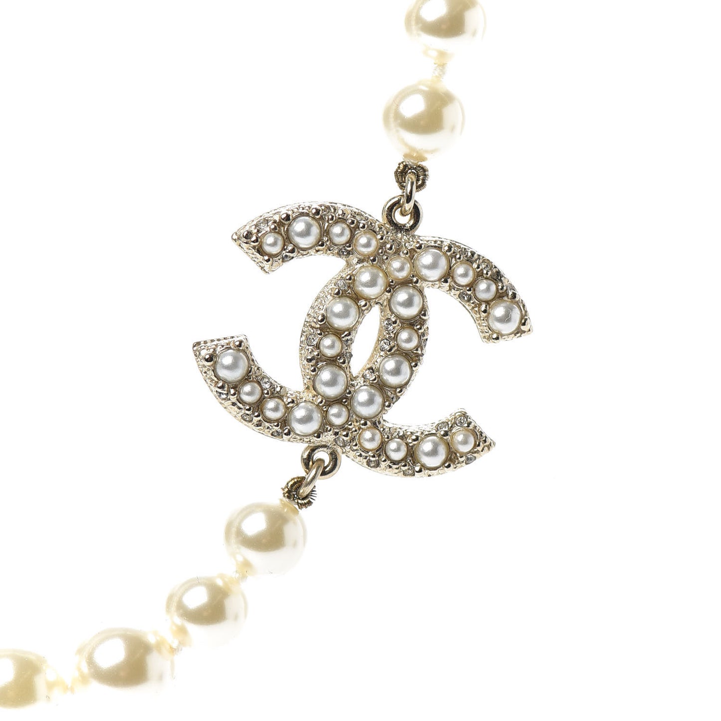 Pearl CC 100th Anniversary Necklace Light Gold