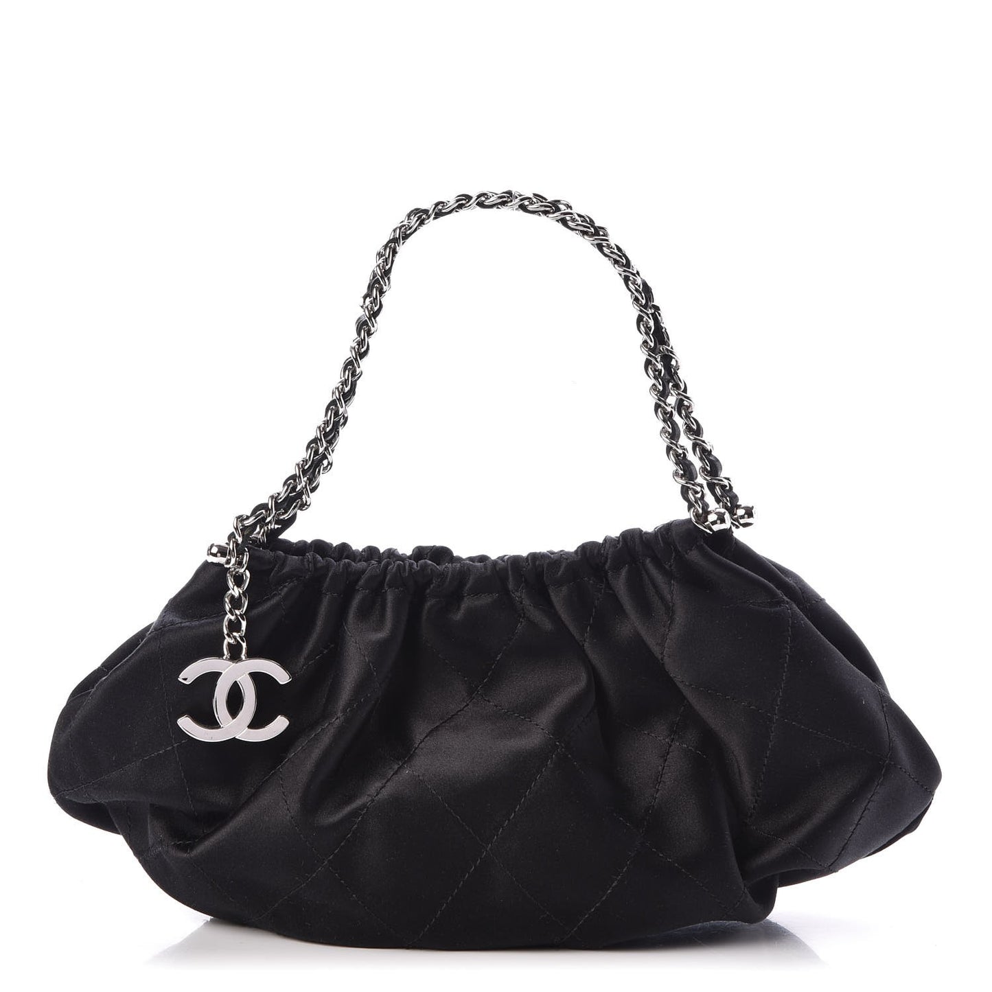 Satin Frame Top CC Small Evening Bag Black