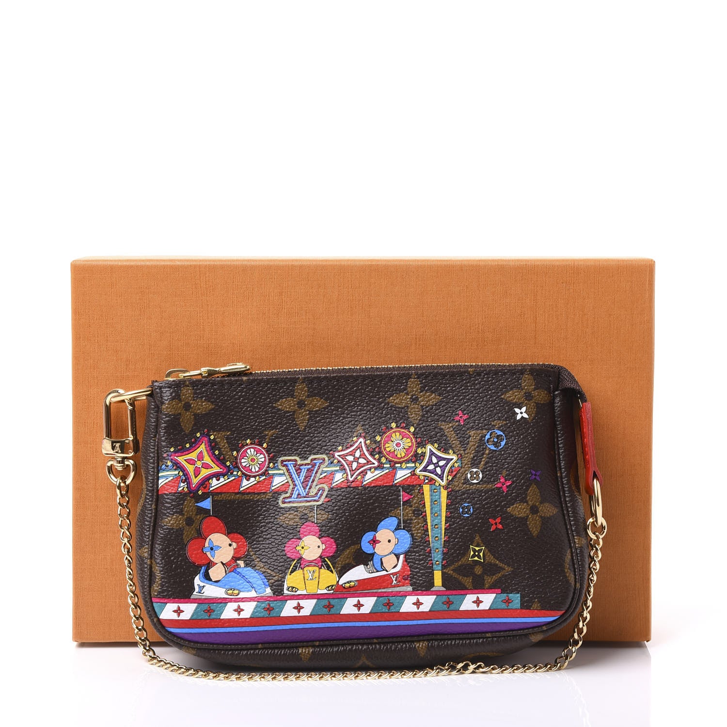 Louis Vuitton Monogram 2020 Christmas Animation Bumper Cars Mini Pochette Accessories Coquelicot 10 of 10