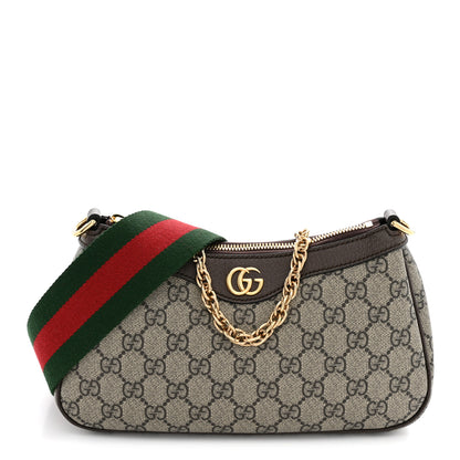Gucci GG Supreme Monogram Textured Dollar Calfskin Web Small Ophidia GG Handbag Beige Ebony New Acero 1 of 10