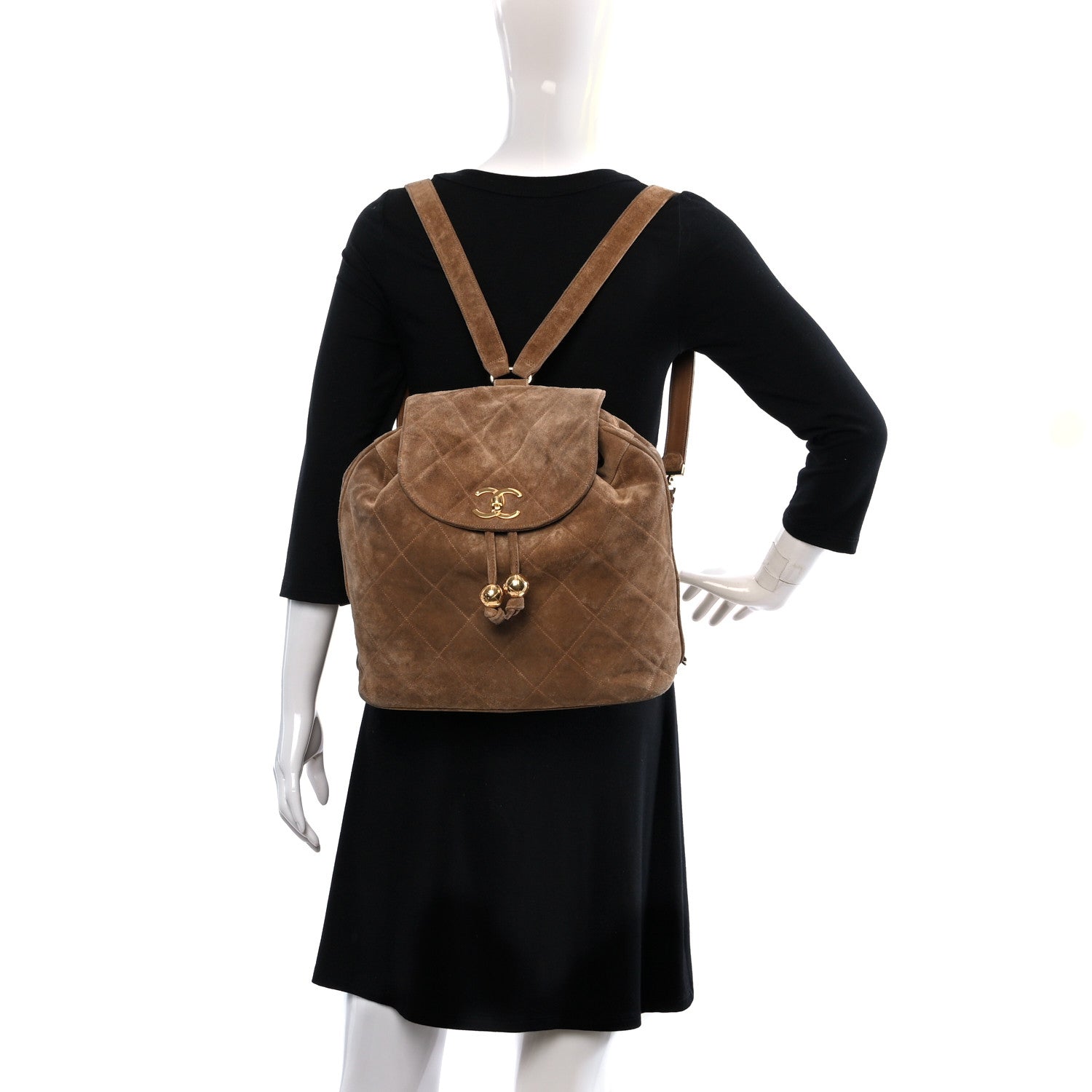 Chanel Suede CC Drawstring Backpack Brown 3 of 20
