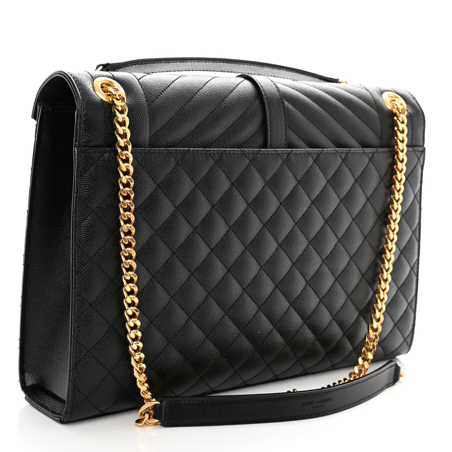 Saint Laurent Grain De Poudre Textured Mixed Matelasse Large Triquilt Monogram Satchel Black 3 of 12