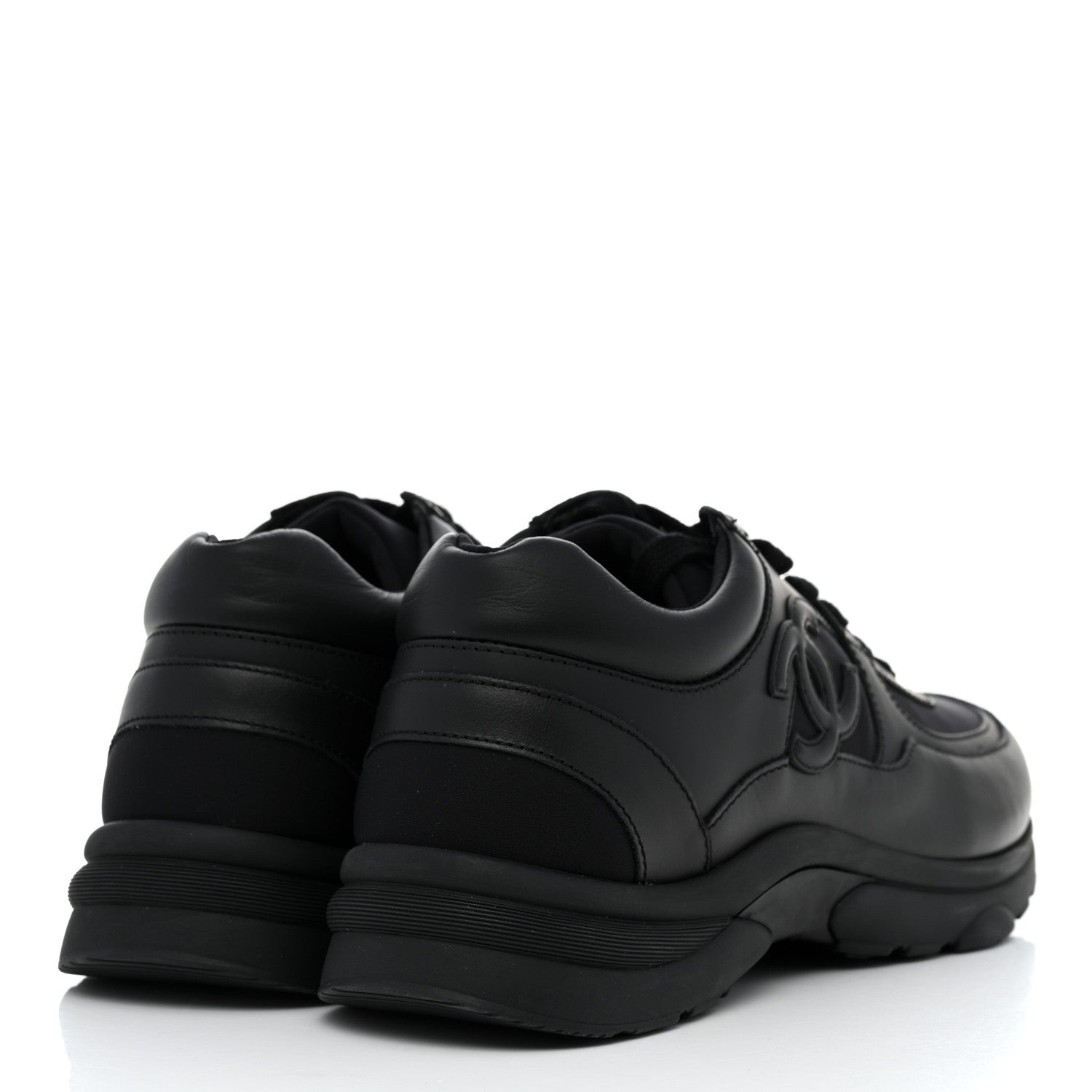 Chanel Calfskin Lambskin CC Uniform Sneakers 40 Black 4 of 9