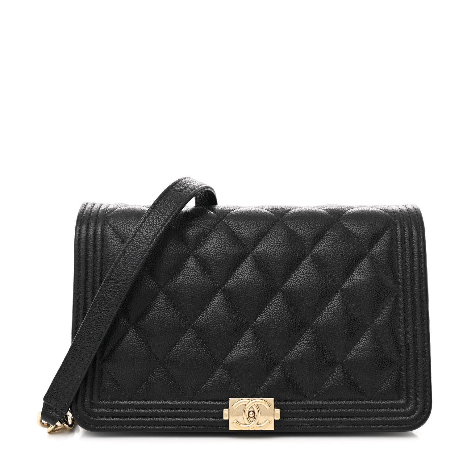 Chanel Caviar Quilted Boy Wallet On Chain WOC Black 1 of 14