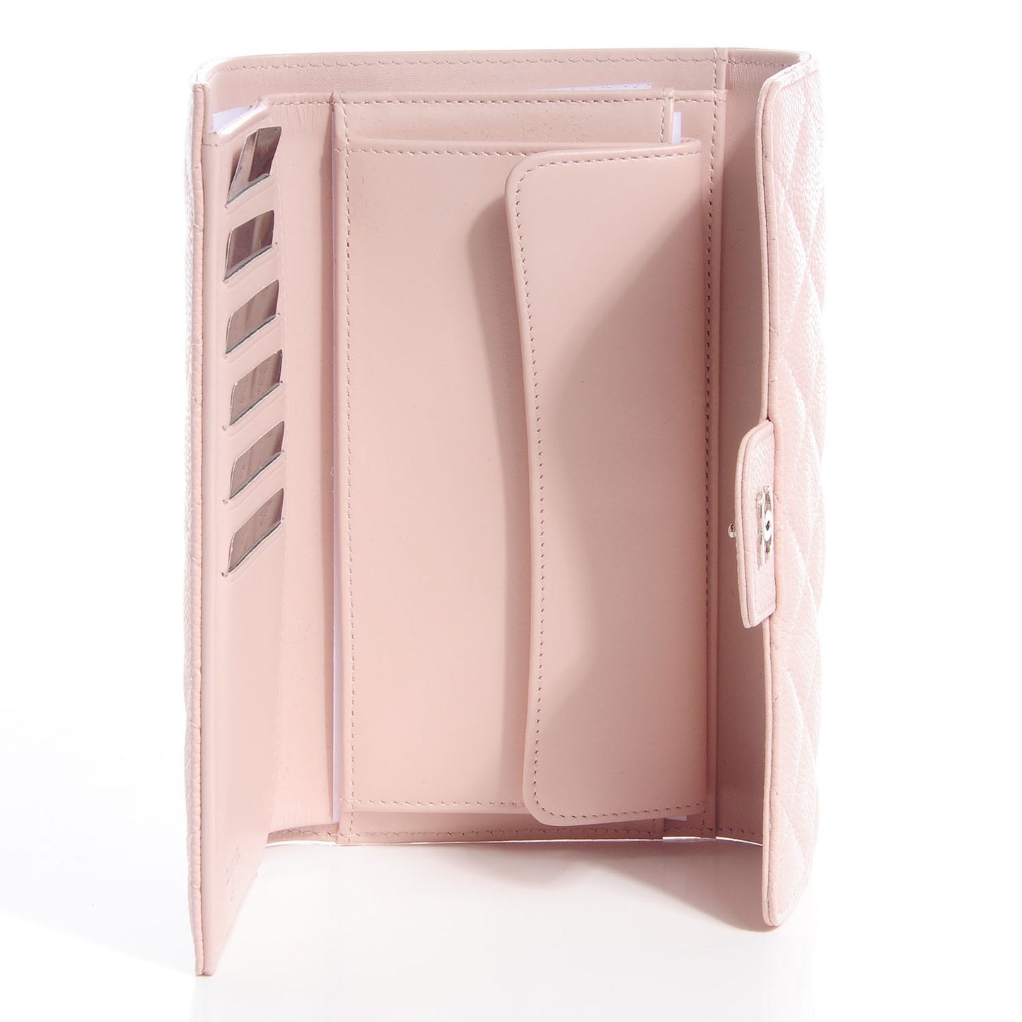 Caviar Quilted Long Flap Wallet Light Pink