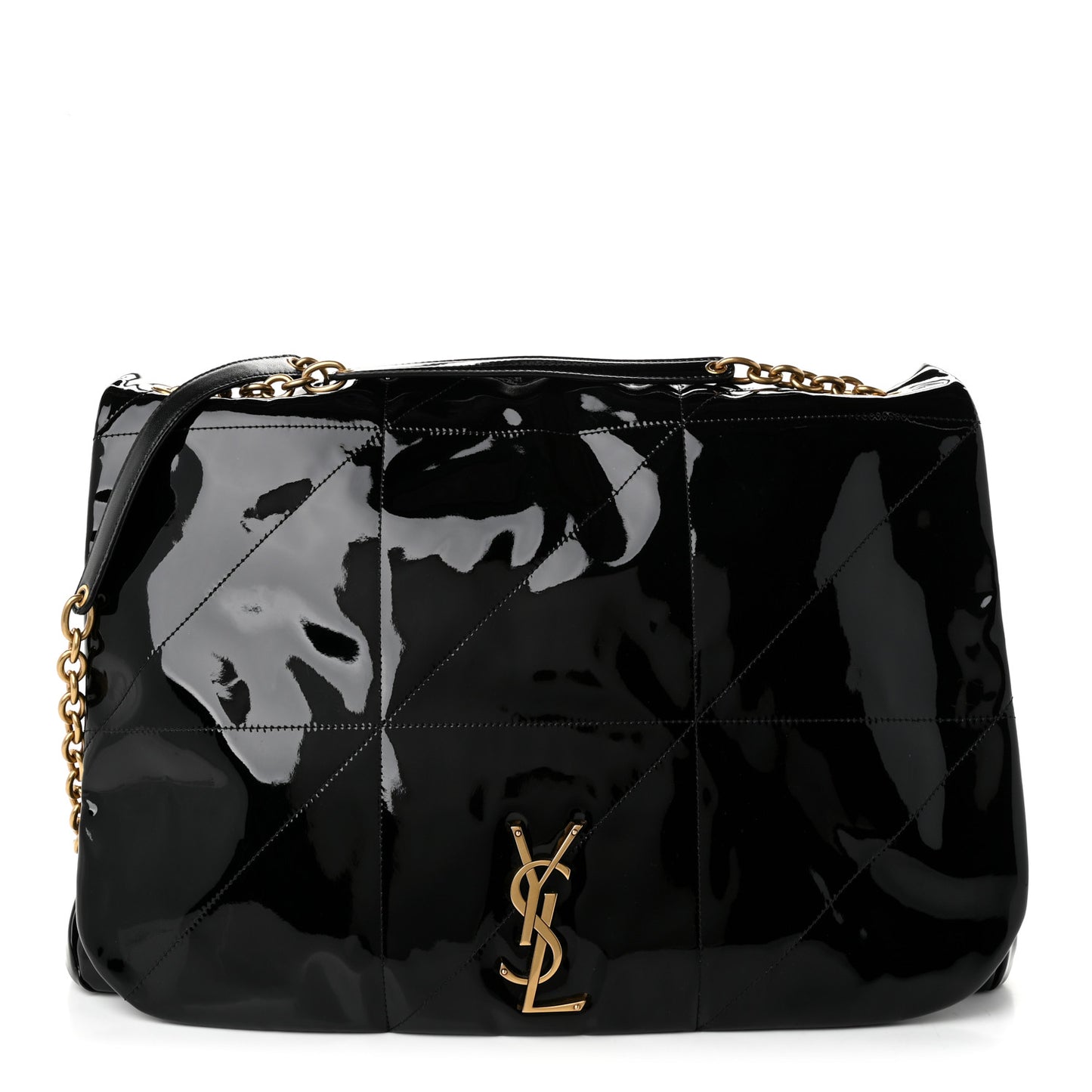Patent Matelasse Monogram Large Jamie 4.3 Black