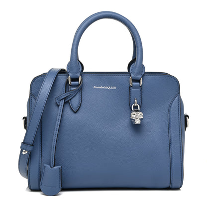 Alexander McQueen Pebbled Calfskin Small Skull Padlock Zip Around Tote Blue 1 of 9