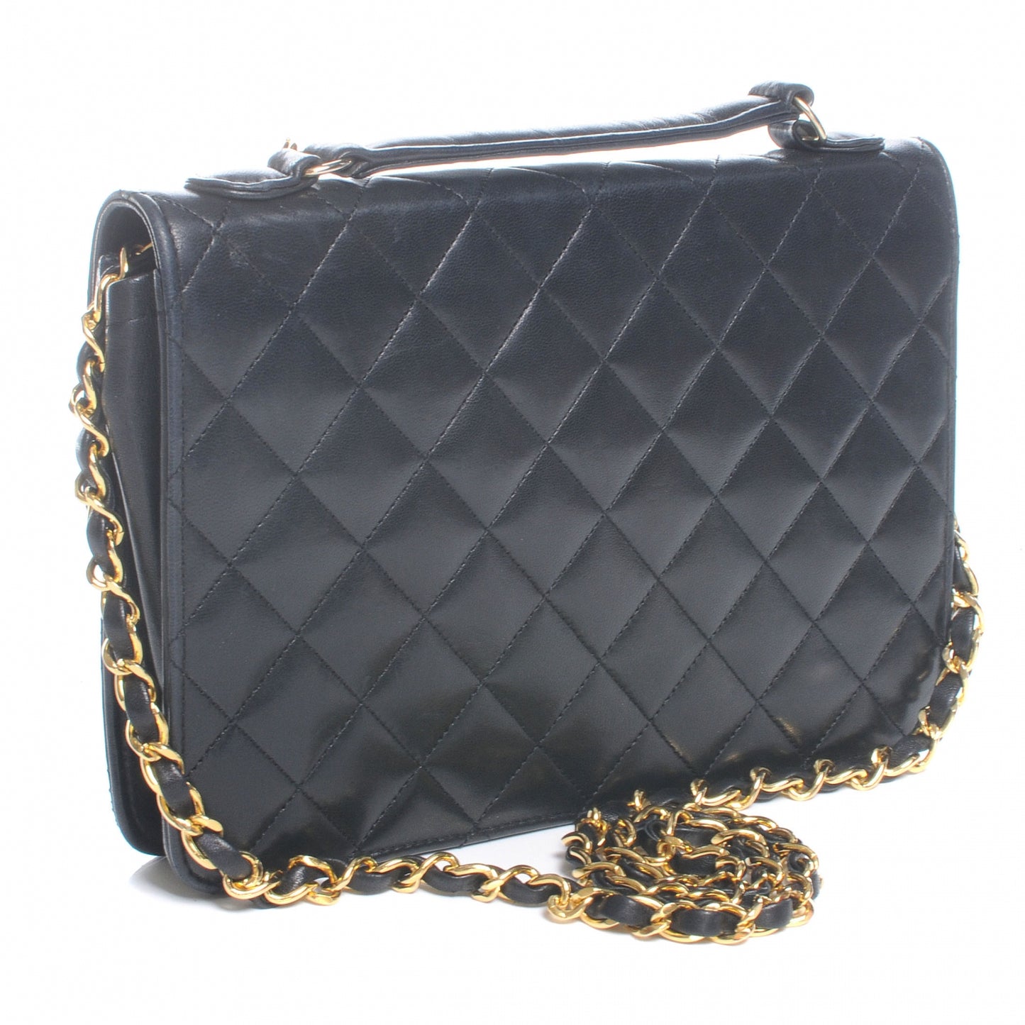 Lambskin Quilted Square Flap Black