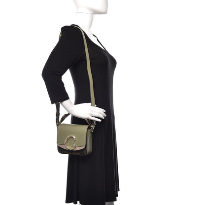 Chloe Goatskin Calfskin Lizard Embossed Mini C Double Carry Antique Green 2 of 9